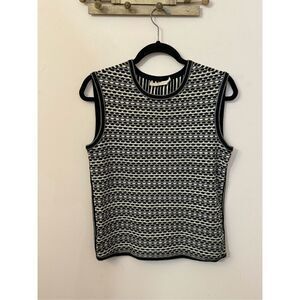 Tory Burch Black and White Knit Sweater Vest Top S